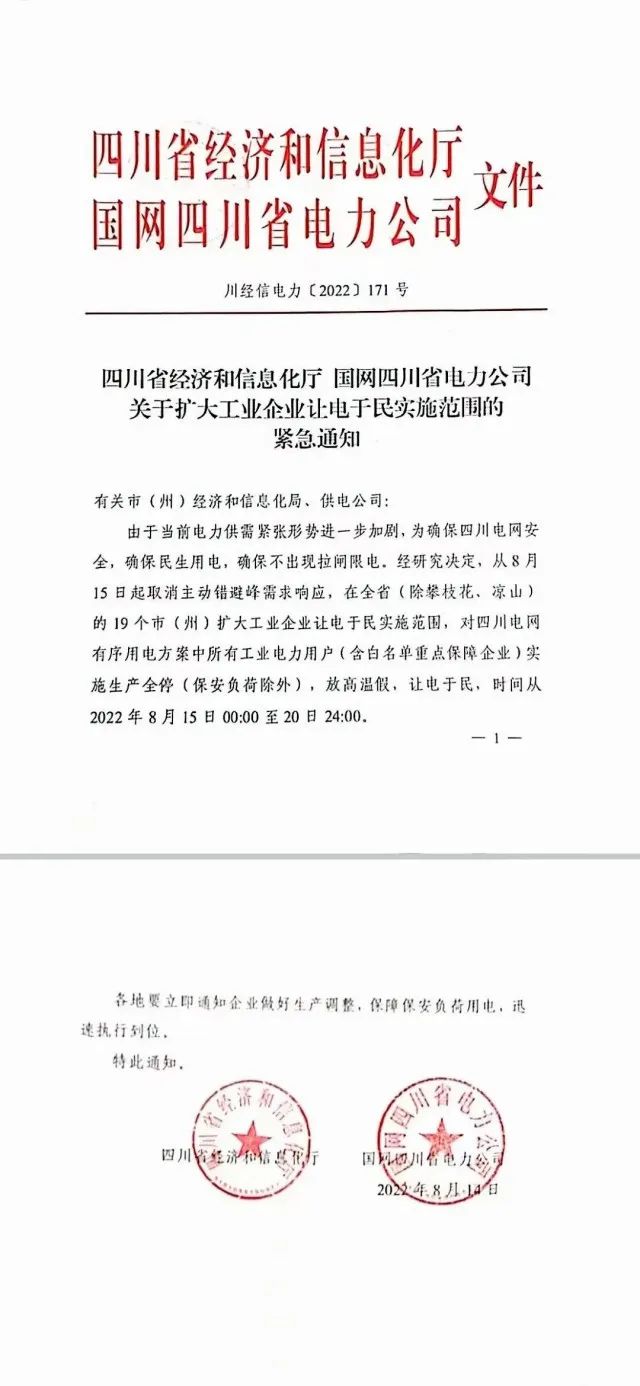 四川限電，多晶硅供應量受嚴重影響！