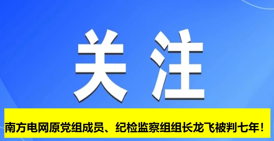 南方電網(wǎng)原黨組成員、紀(jì)檢監(jiān)察組組長龍飛被判七年！